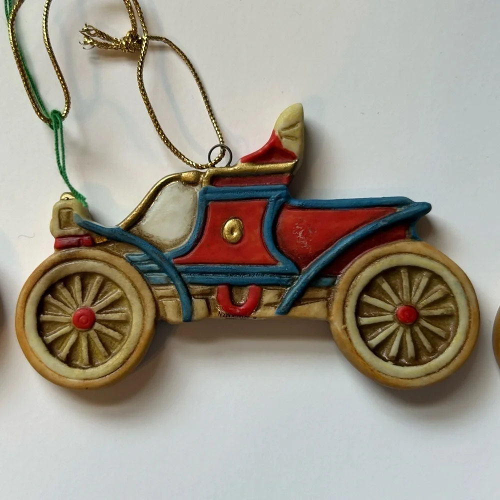 NOS Set of 3 Car Vintage Christmas Ornaments With Tags Limited Edition Decor MCM